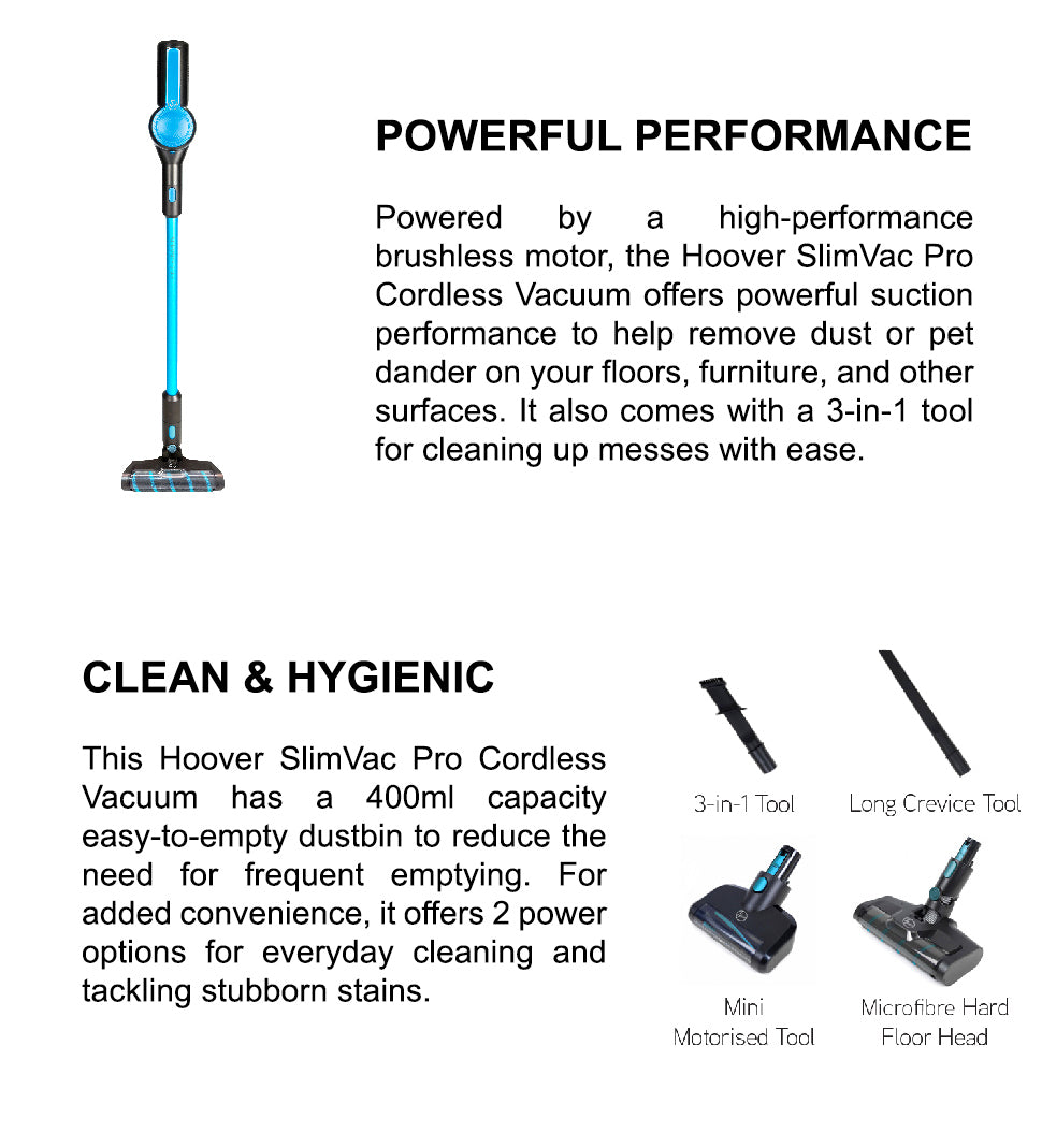 Hoover | HSV-SLP-SAA | SLIMVAC Pro Cordless Vacuum, Turquoise | 2 Years Warranty