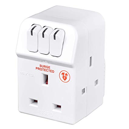 Masterplug | MSWRG3 | 3 Way Individually Switched Adaptor, White | 3 Years Warranty