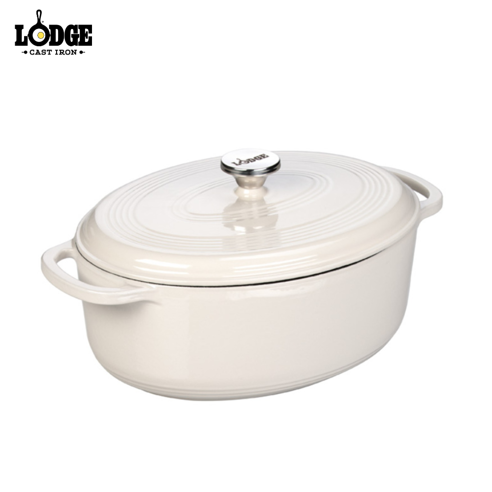 EC7OD13 - Lodge 7 Quart  Oval Oyster Enameled Cast Iron Dutch Oven