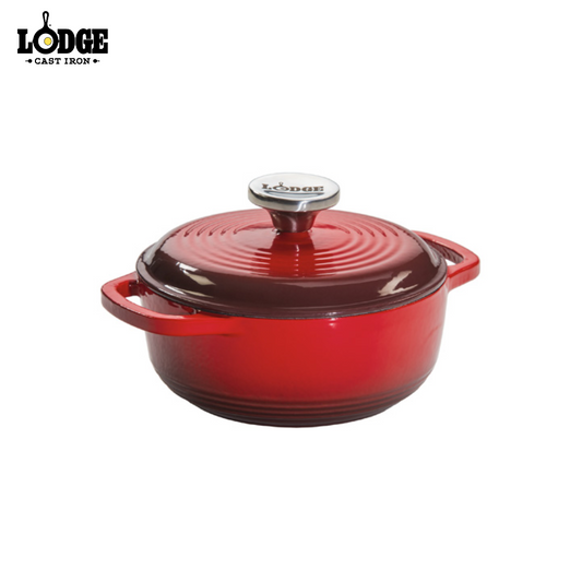 Lodge Cast Iron | EC1D43 | 1.5 Quart Red Enameled Cast Iron Dutch Oven