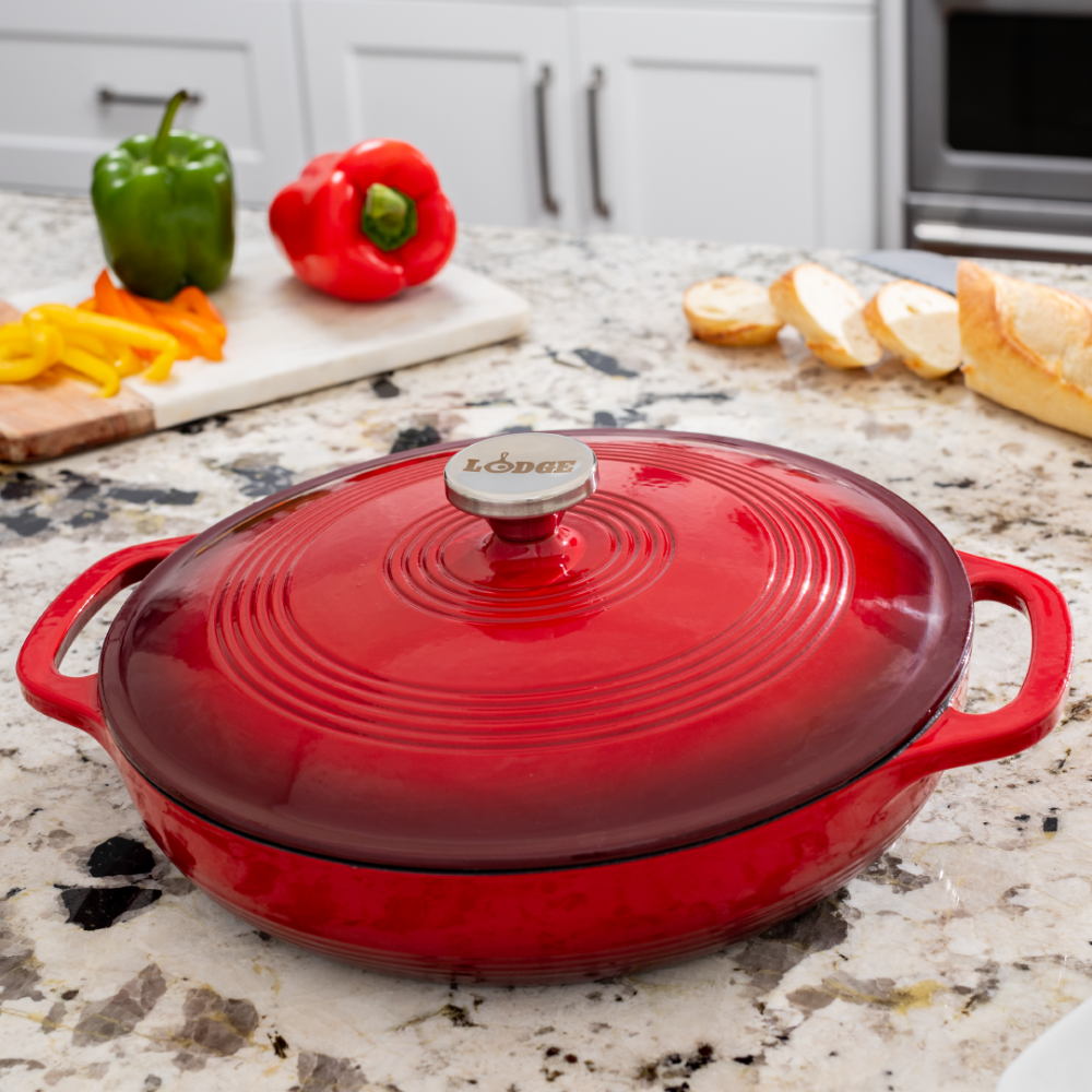 Lodge | EC3CC43 |  Cast Iron 3.6 Quart Red Enameled Cast Iron Covered Casserole