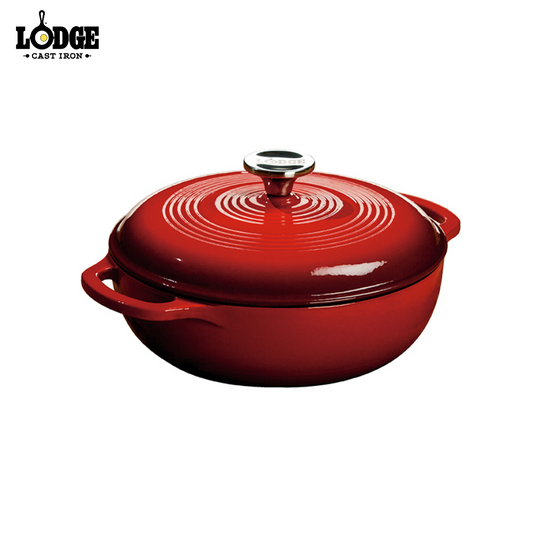 Lodge | EC3D43 | Red Enameled Cast Iron Dutch Oven 3QT