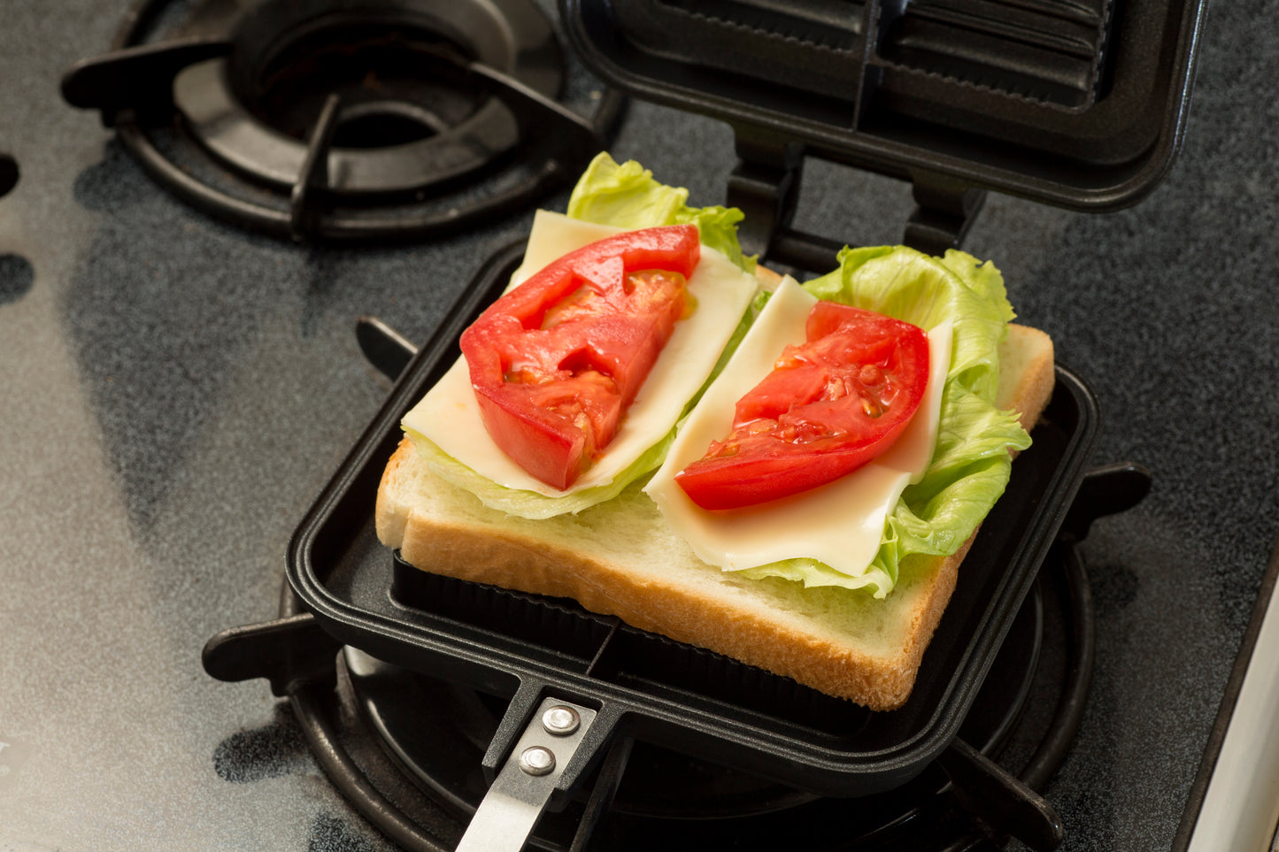 Iris Ohyama | GHS-D | Hot Pressed Double-Sided Non-stick Sandwich Maker, Black | 1 Year Limited Warranty