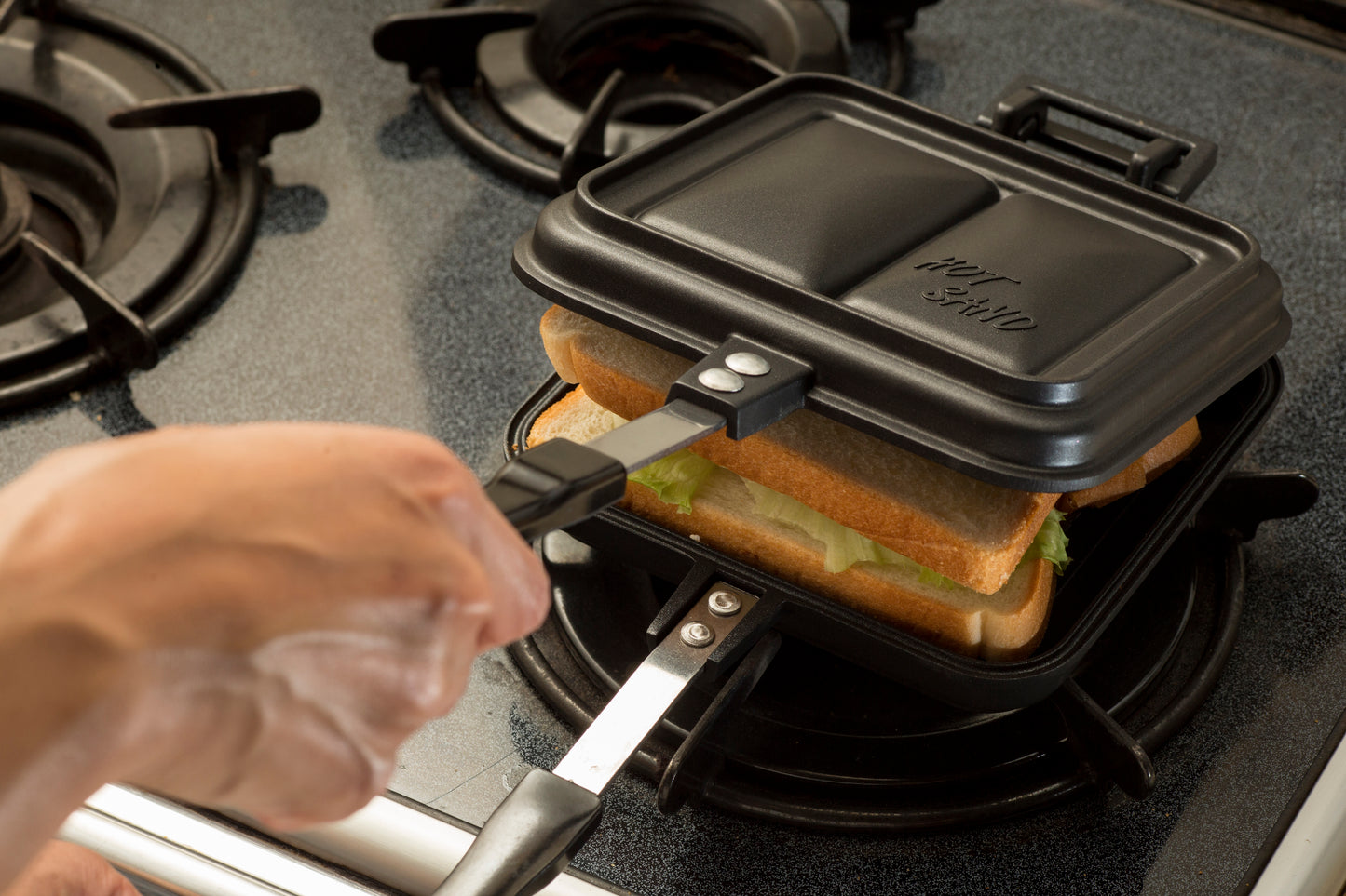 Iris Ohyama | GHS-D | Hot Pressed Double-Sided Non-stick Sandwich Maker, Black | 1 Year Limited Warranty