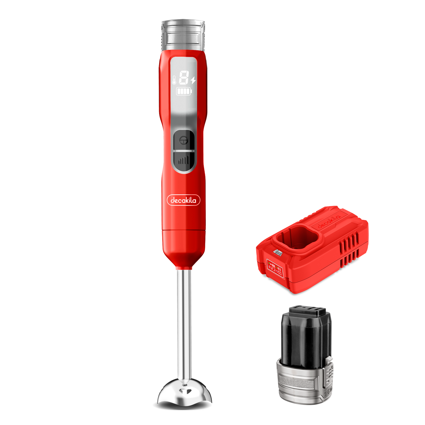 Decakila KEJB048 | 16V SHARE Battery Series Cordless Hand Blender | 100W | 2000mAh | 5 Speeds | LED Display | Stainless Steel Blades | 1-Year Warranty