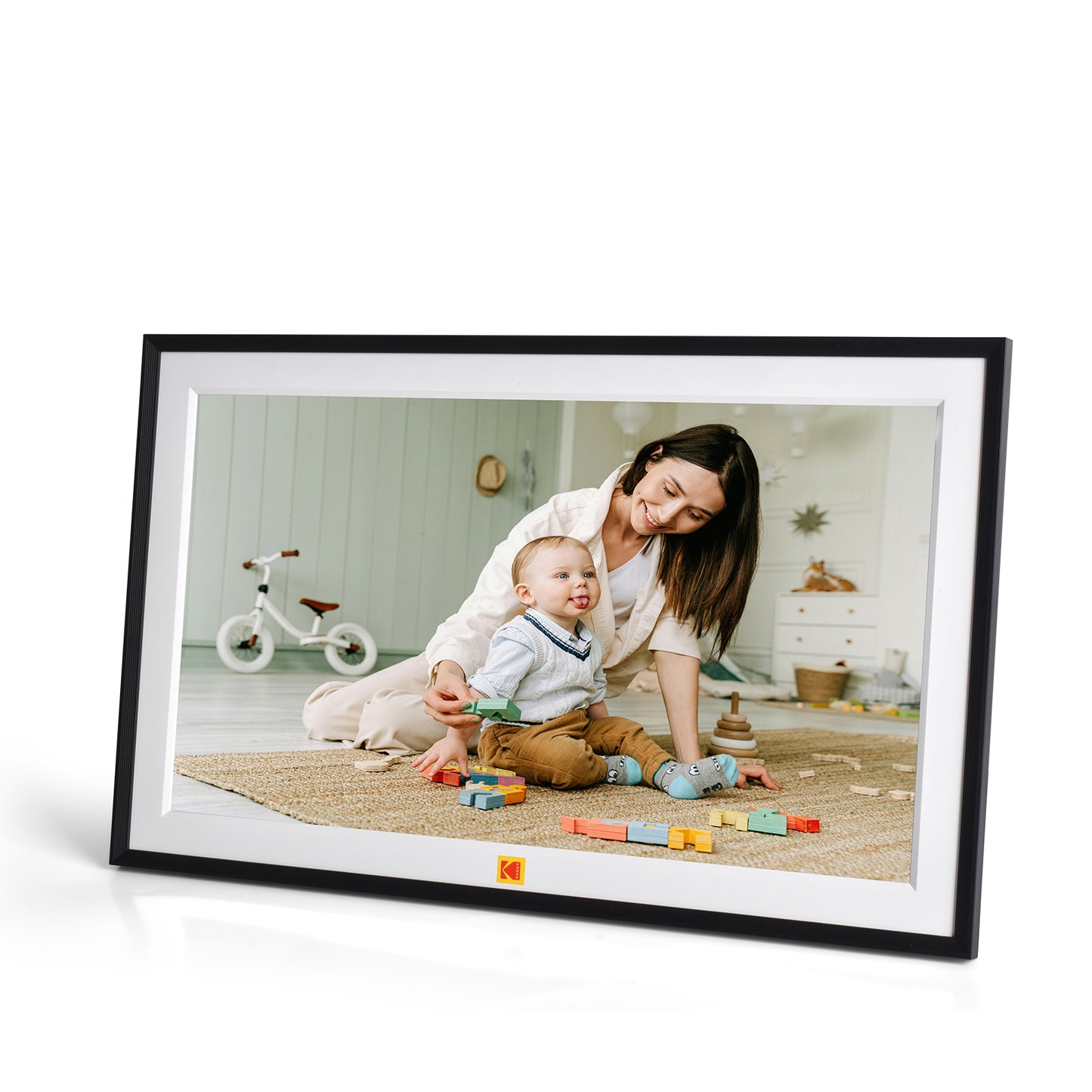 KODAK | RCF-1561P | 15.6" Smart Digital Photo Frame - Wooden Frame Design, USB-C, Safety Mark Certified, 1-Year Warranty