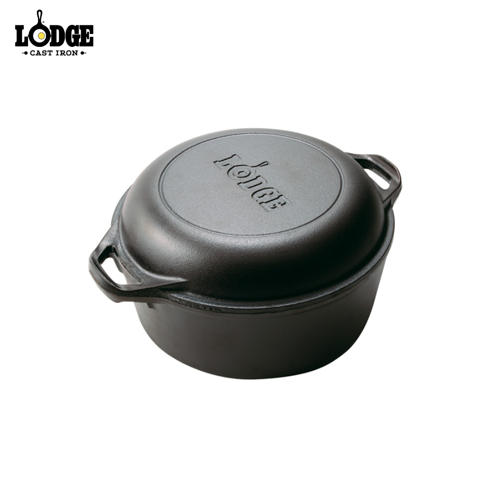 Lodge | L8DD3 | Cast Iron 5 Quart Seasoned Cast Iron Double Dutch Oven