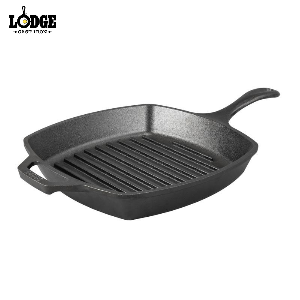 Lodge | L8SGP3 | Cast Iron Classic Seasoned Square Cast Iron Grill Pan 10.5"