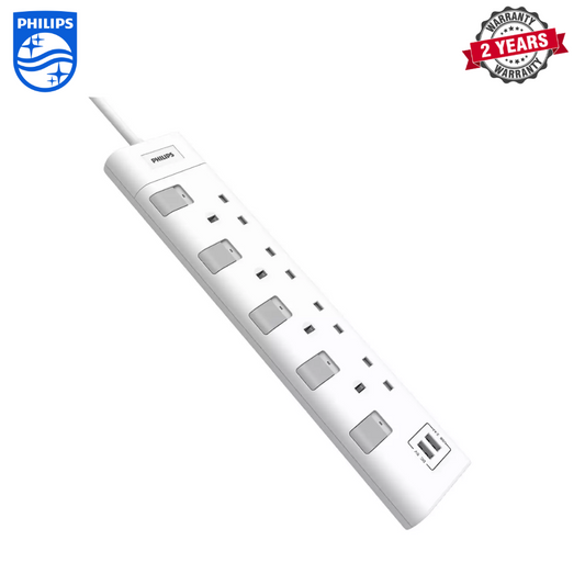 Philips | CHP4140WB/90 | 4 Gang Extension Socket with 2* USB A | 2 Year Warranty