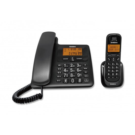 Uniden AT4505BK | Cordless & Corded Combo Dect Phone | Big Display | Big Keypad | Speaker Telephone | Black