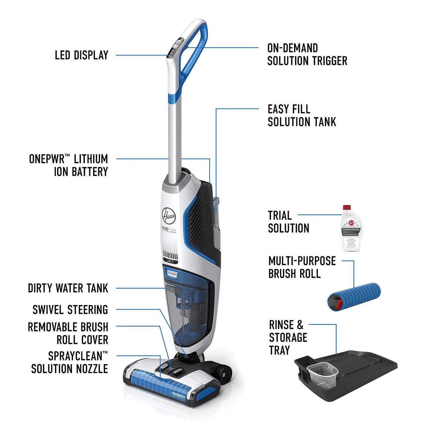 Hoover | HW-OPWMF-SAA | Onepwr FloorMate JET Cordless Vacuum Cleaner | 2 Years Warranty