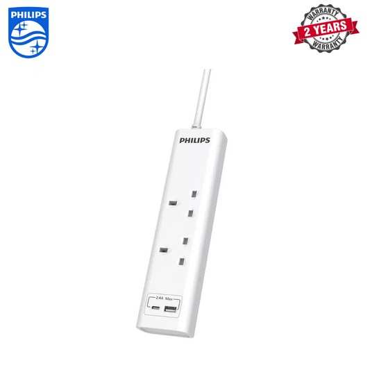 Philips | CHP4121WA/69 | 2 Gang Extension Socket with 2*USB A | 2 Years Warranty