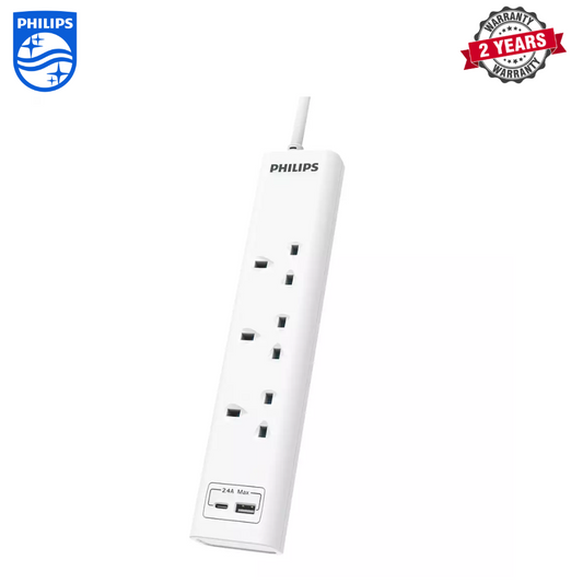 Philips | CHP4131WA/69 | 3 Gang Extension Socket with 2*USB A | 2 Years Warranty