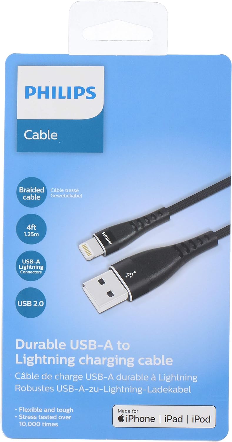 Philips Cable USB A to Lightning | DLC5204V/00 | 1.2 Metre, USB 2.0, 480Mbps