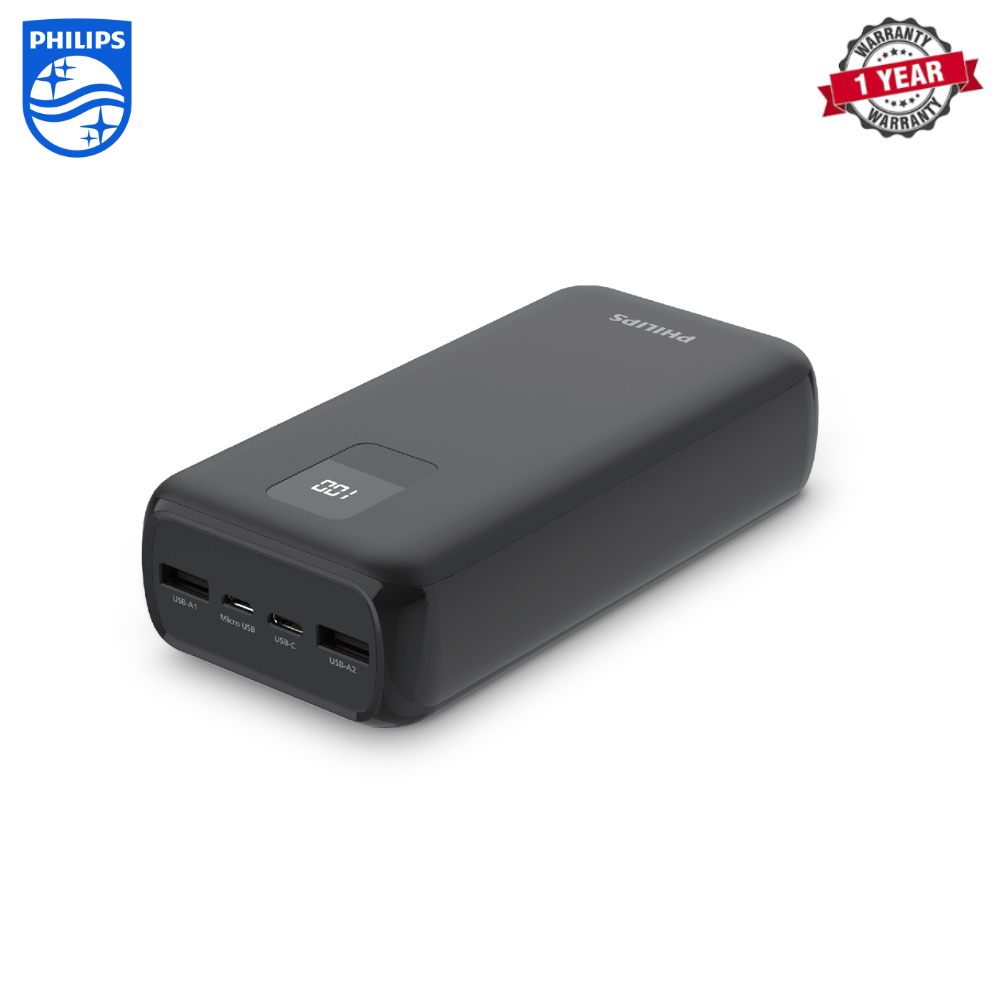 Philips Powerbank | DLP1930CB/00 | 30,000 mAh PD 3.0 20W Type C 18W Micro USB Support iPhone | 1 Year Warranty