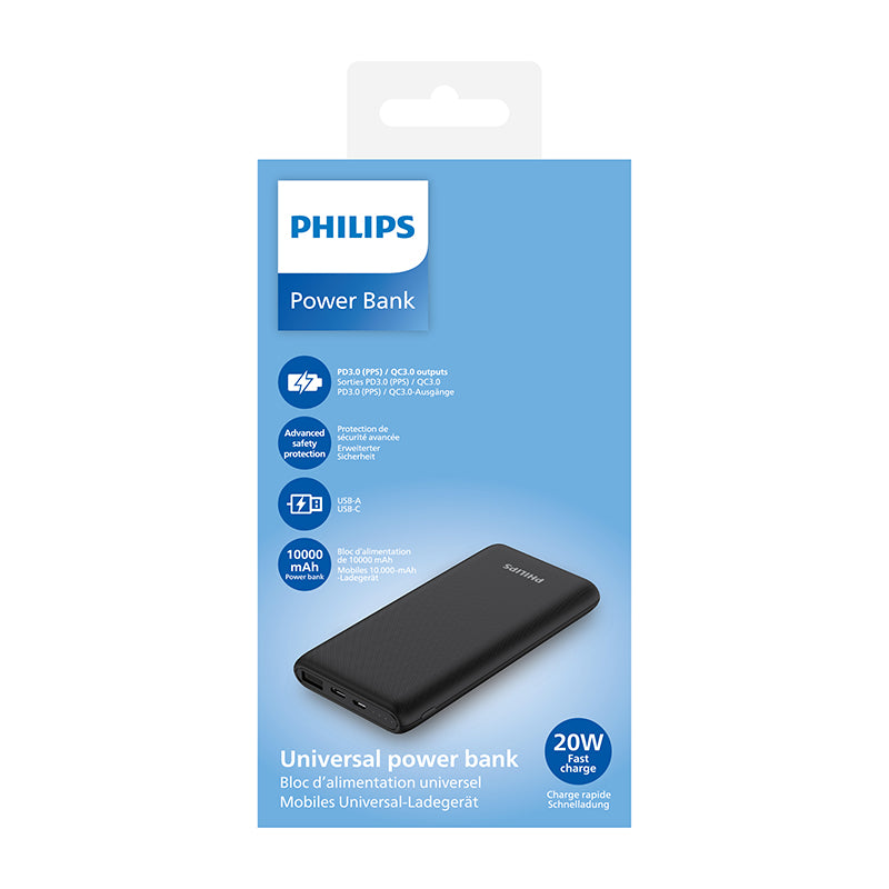 Philips Powerbank | DLP2711CB/00 | 10,000 mAh Type C PD 3.0 20W Support iPhone Fast Charger Dual | 1 Year Warranty