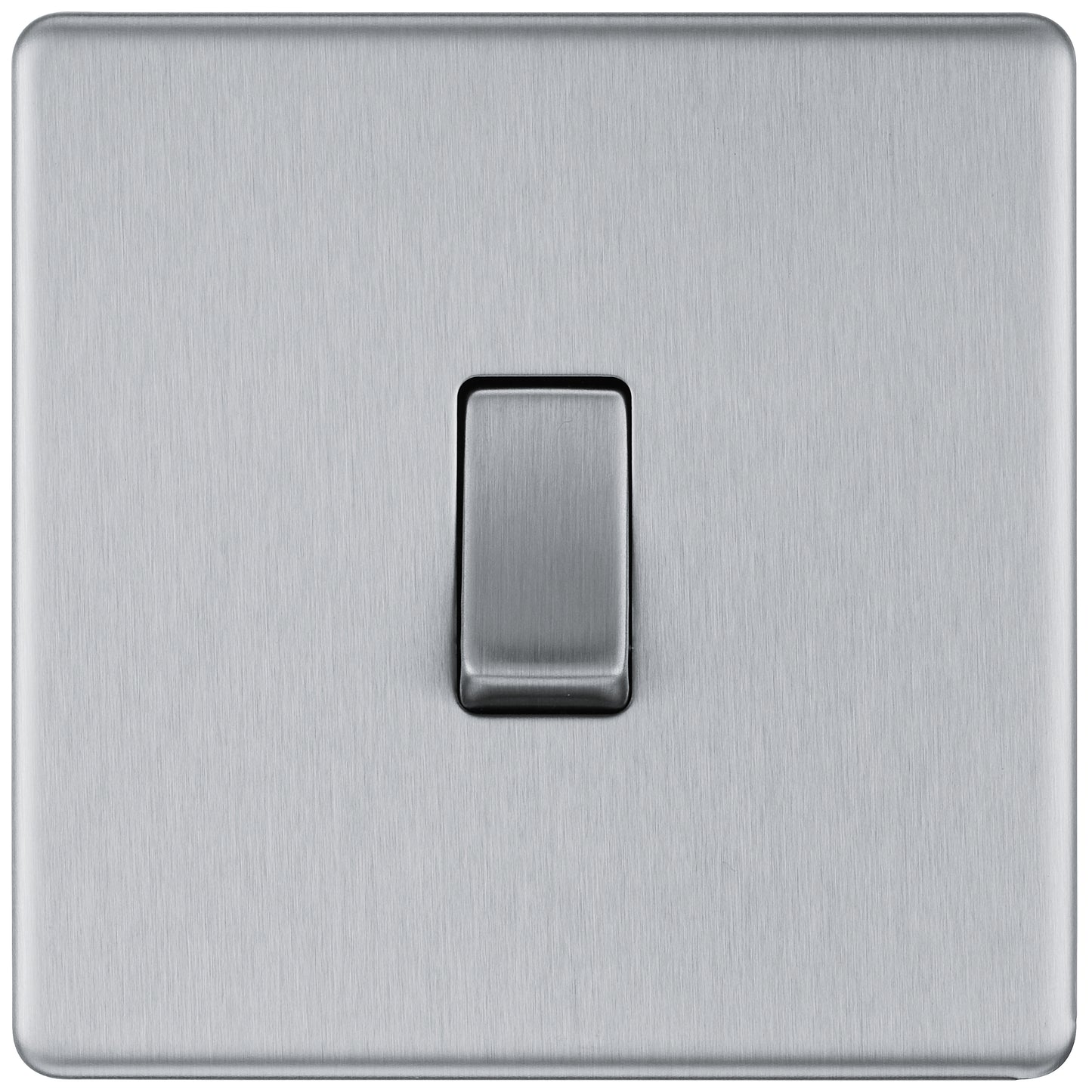 British General | FBS11 | Screwless Flatplate, 10A 10AX Plate Switches, 1 Gang 1 Way, Brushed Steel | 25 Years Warranty