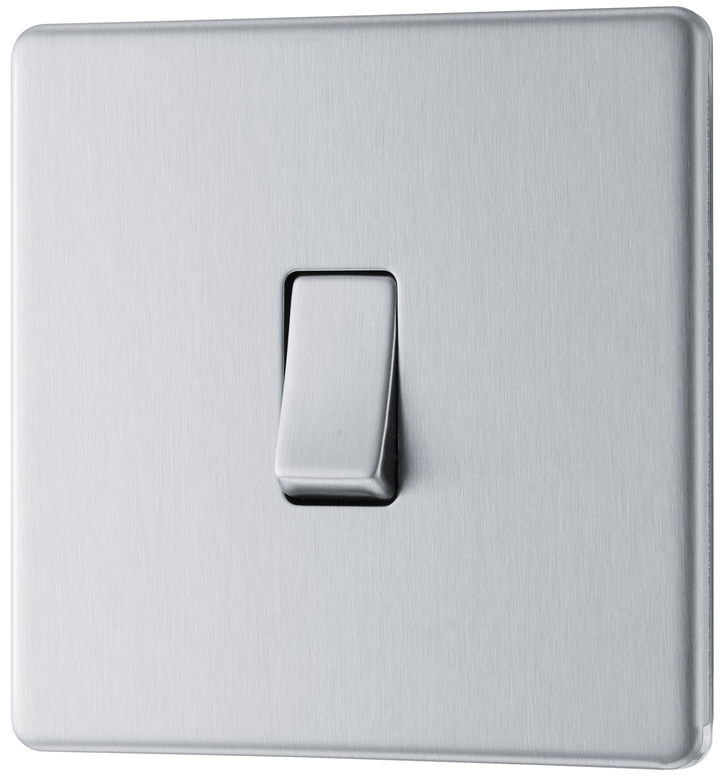 British General | FBS11 | Screwless Flatplate, 10A 10AX Plate Switches, 1 Gang 1 Way, Brushed Steel | 25 Years Warranty