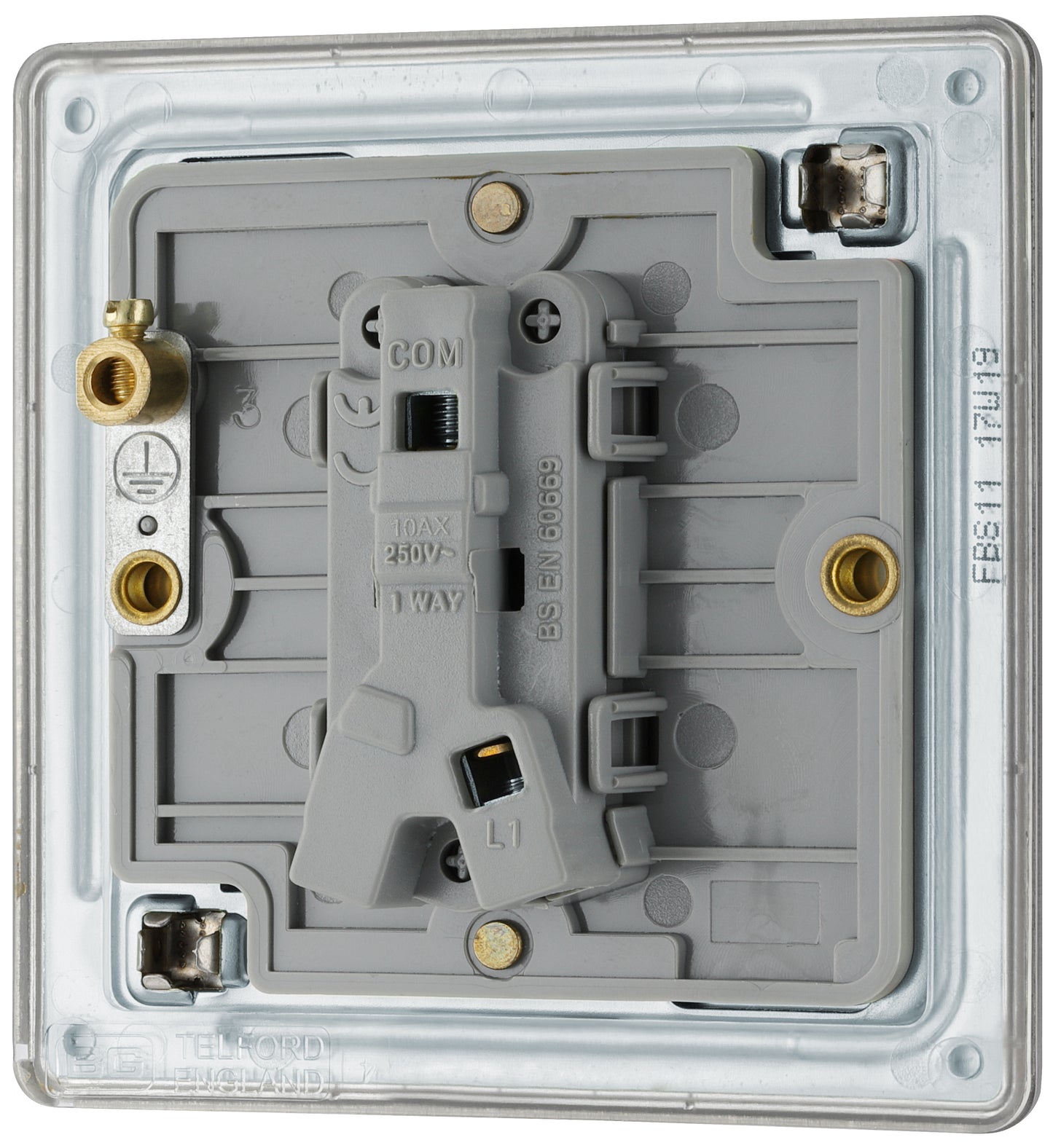 British General | FBS11 | Screwless Flatplate, 10A 10AX Plate Switches, 1 Gang 1 Way, Brushed Steel | 25 Years Warranty