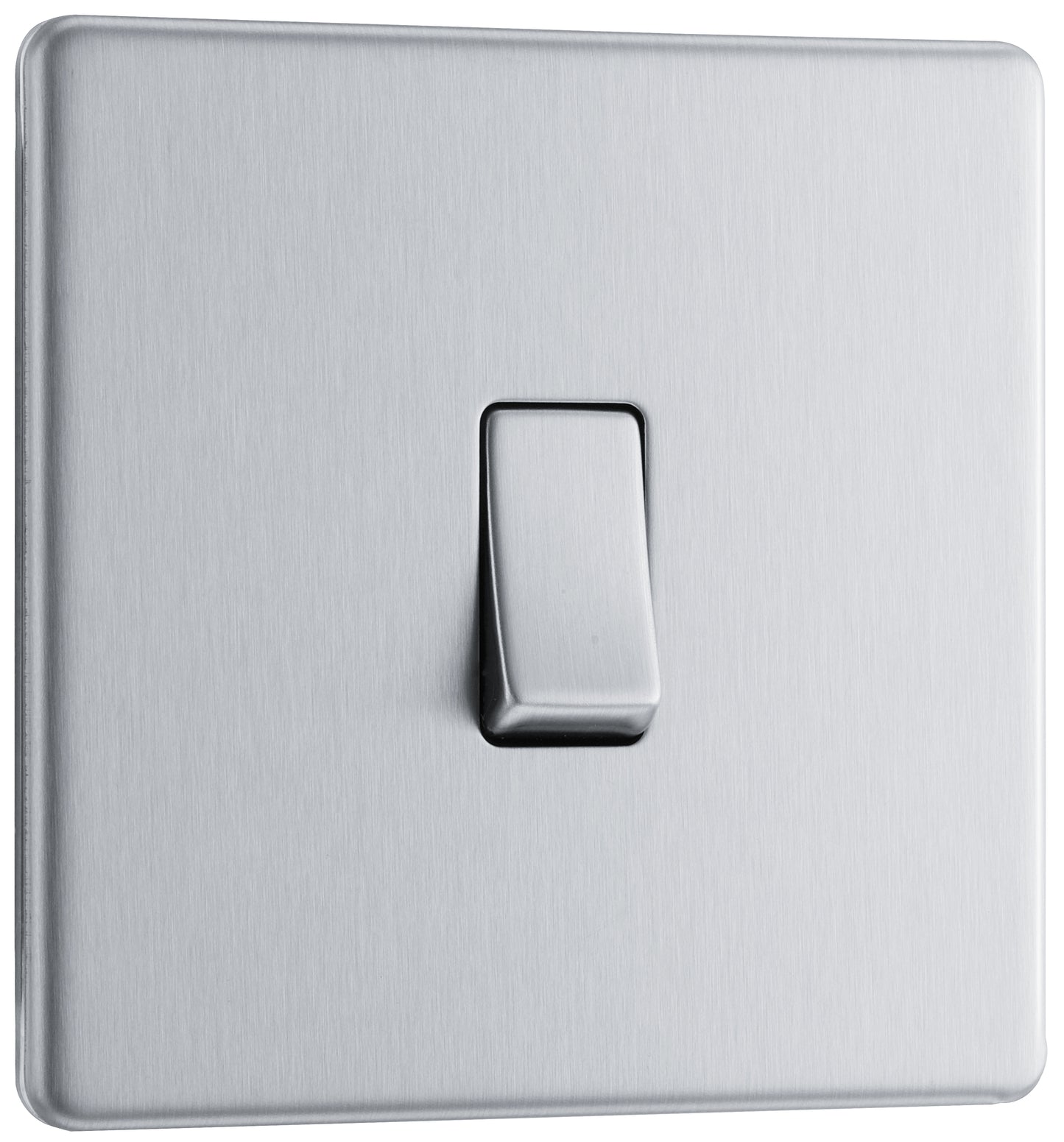 British General | FBS11 | Screwless Flatplate, 10A 10AX Plate Switches, 1 Gang 1 Way, Brushed Steel | 25 Years Warranty