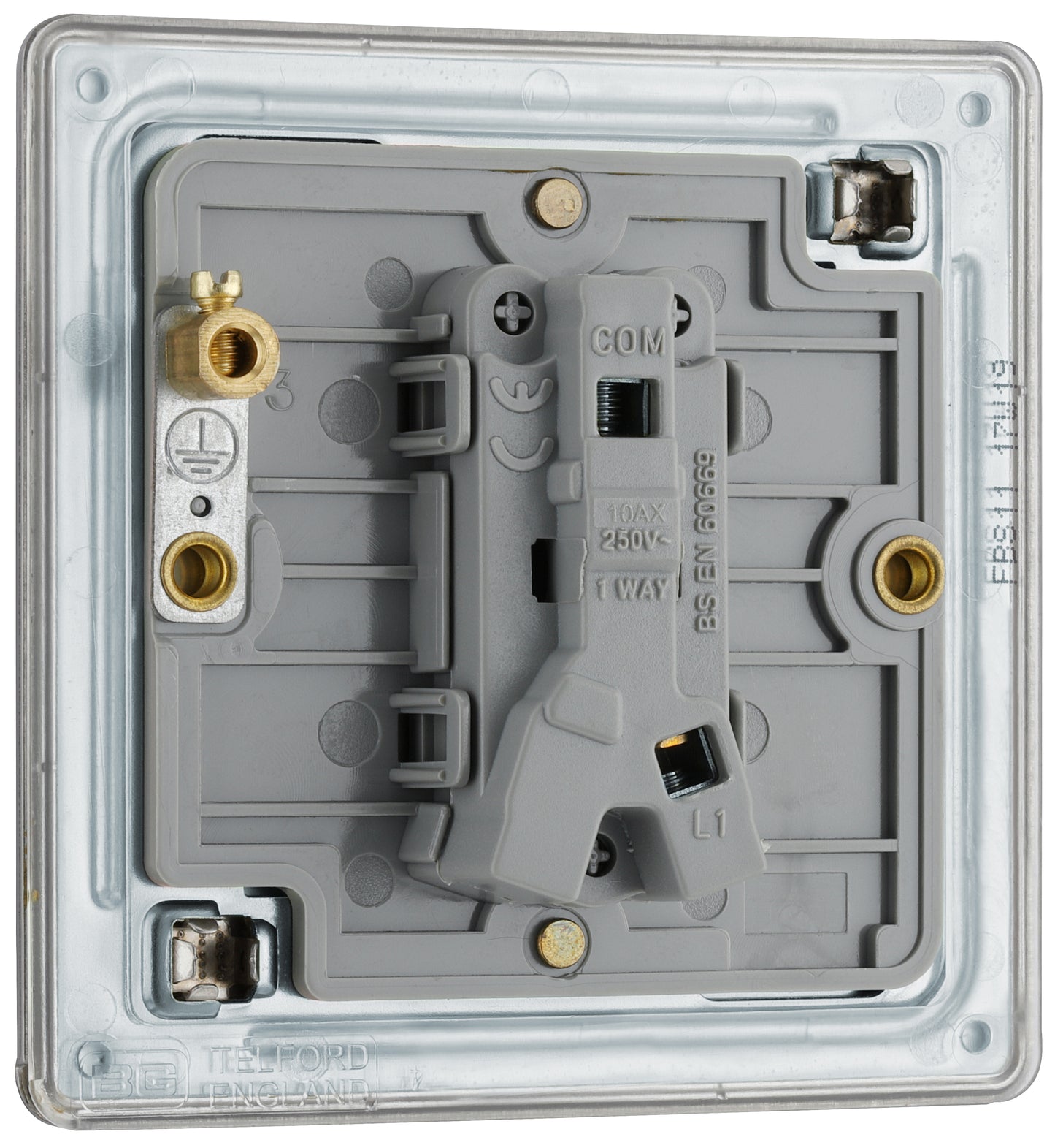 British General | FBS11 | Screwless Flatplate, 10A 10AX Plate Switches, 1 Gang 1 Way, Brushed Steel | 25 Years Warranty