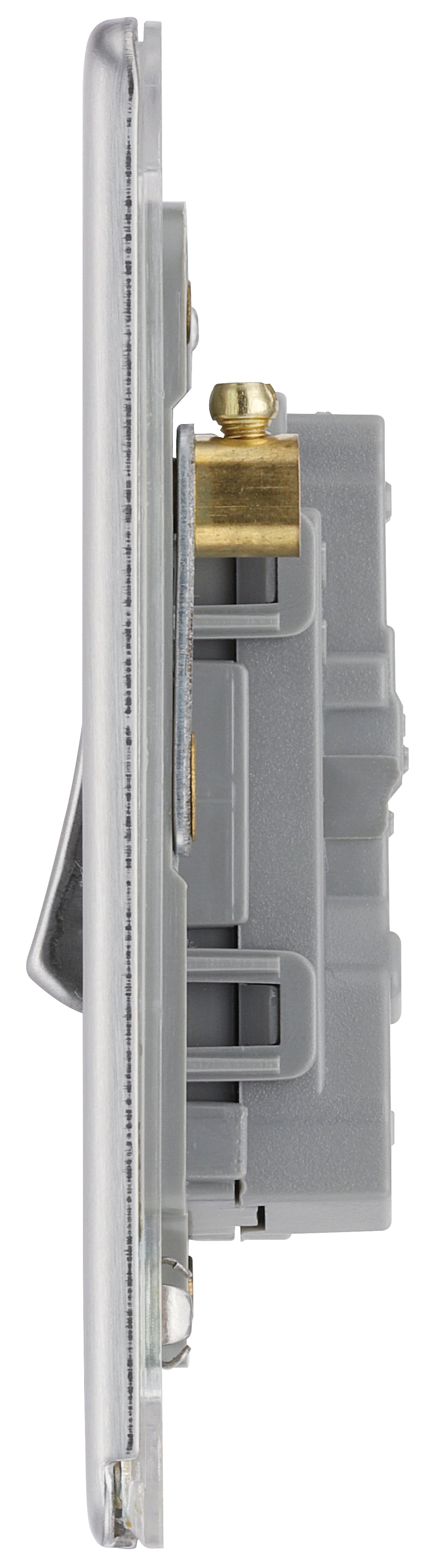 British General | FBS11 | Screwless Flatplate, 10A 10AX Plate Switches, 1 Gang 1 Way, Brushed Steel | 25 Years Warranty