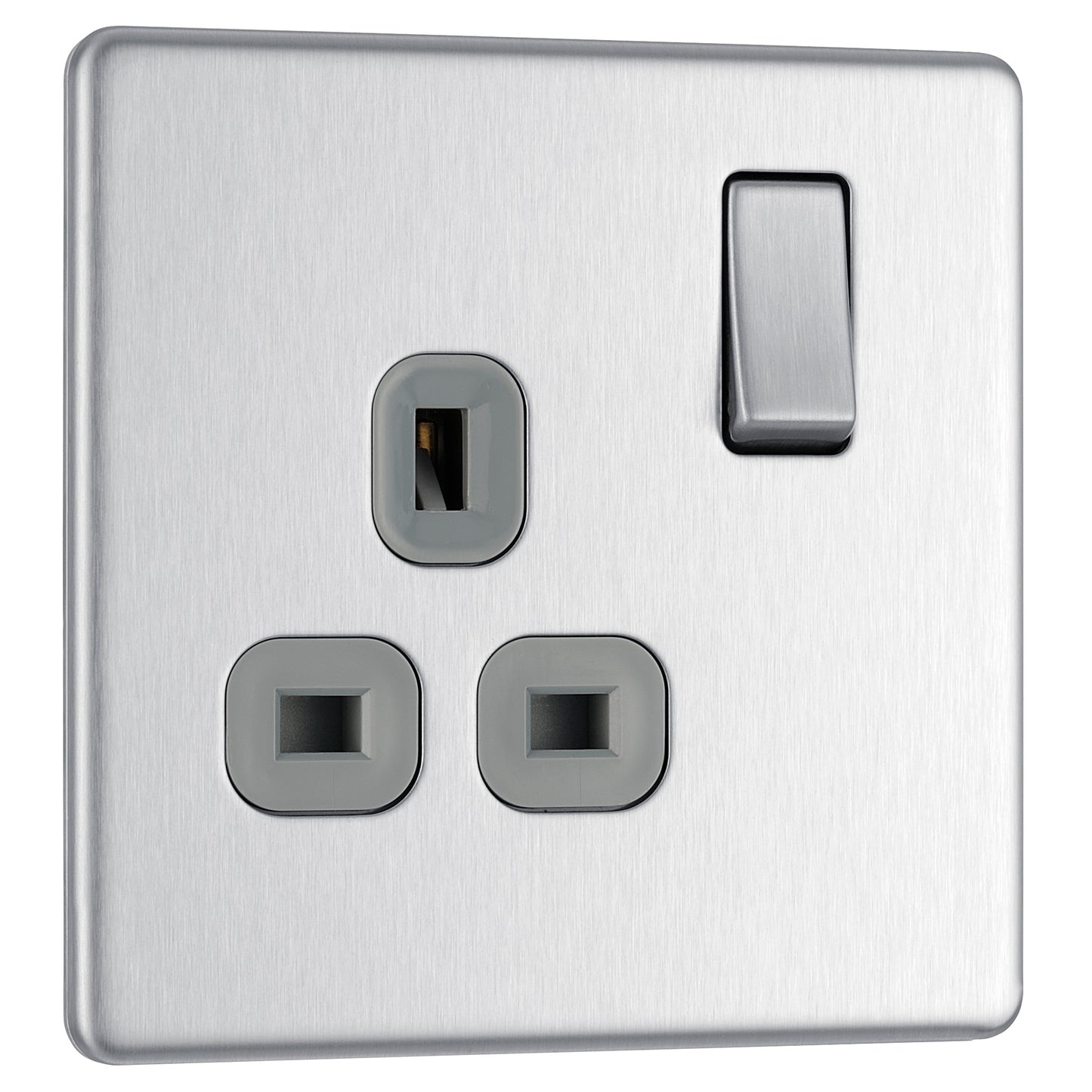 British General | FBS21G | Flatplate Screwless Single Gang Switched Socket | 25 Years Warranty