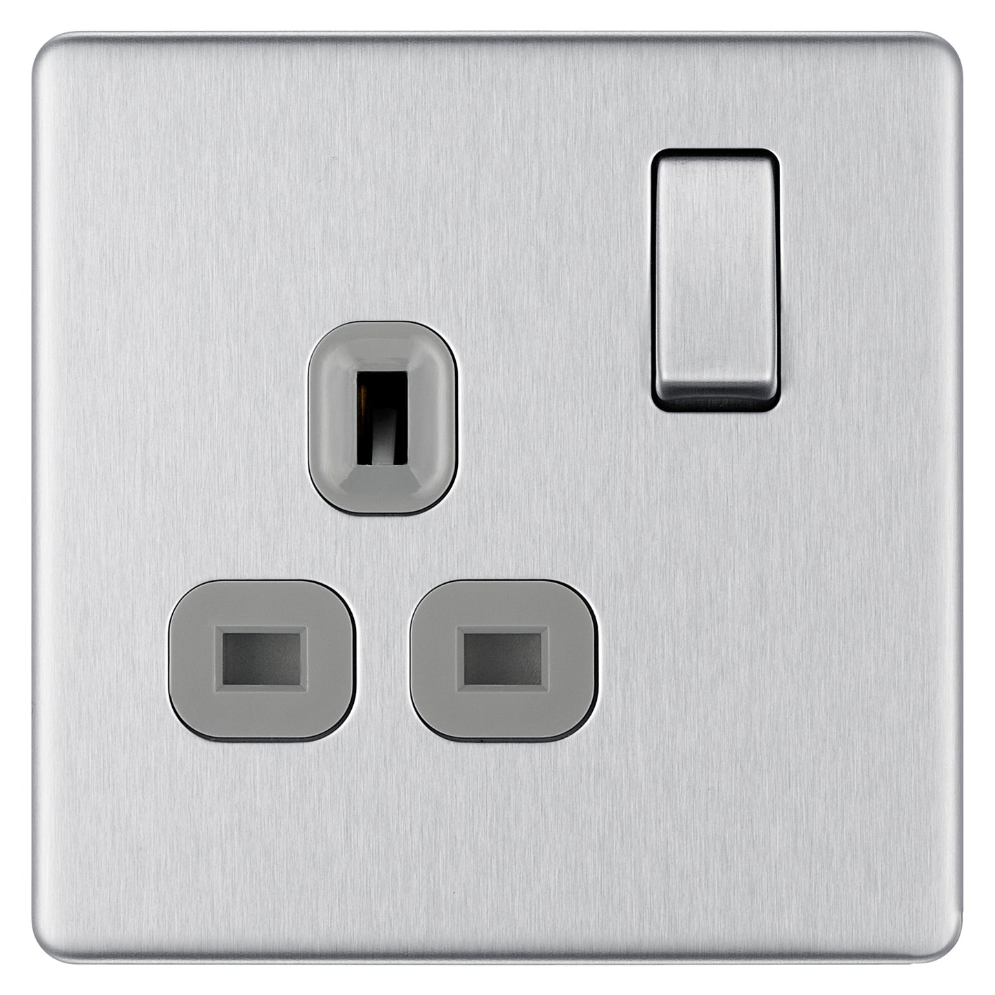 British General | FBS21G | Flatplate Screwless Single Gang Switched Socket | 25 Years Warranty