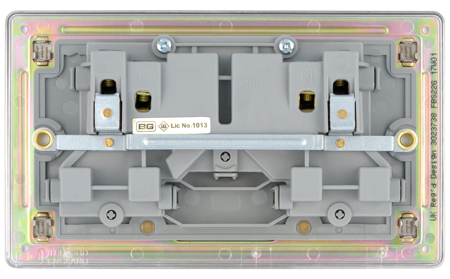 British General | FBS22G | Flatplate Screwless Double Gang Sockets with Switches | 25 Years Warranty