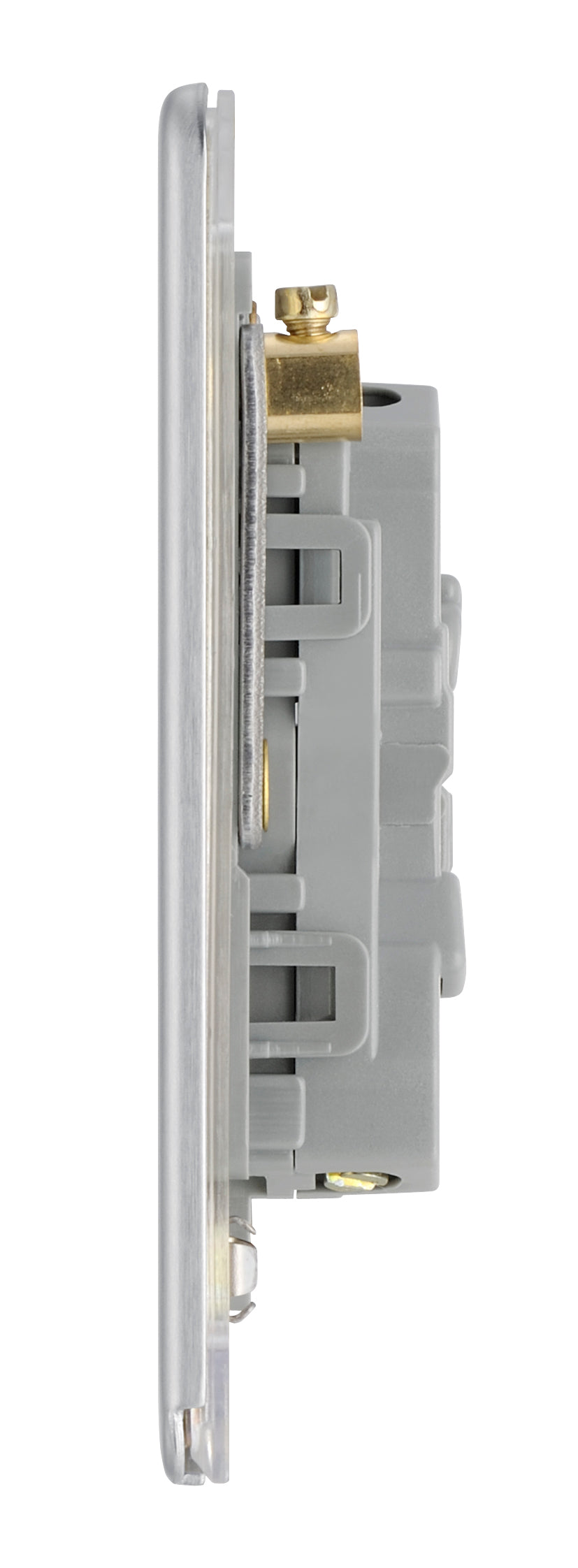 British General | FBS43 | FlatPlate Screwless Triple Gang 2 Way Switch, Brushed Steel | 25 Years Warranty