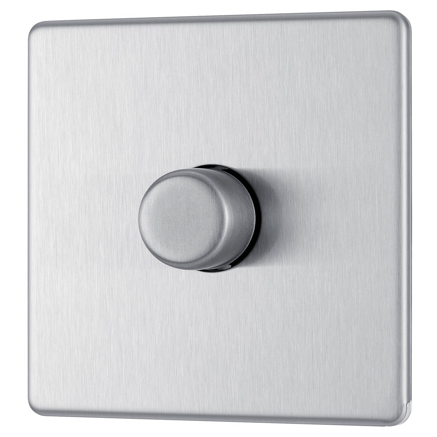 British General | FBS81P | Flatplate Screwless 2 Way 200W Dimmer Switch, Brushed Steel | 25 Years Warranty