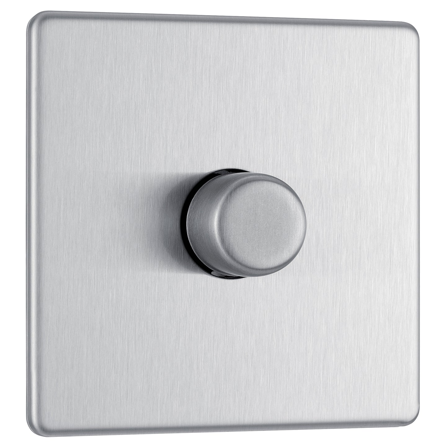 British General | FBS81P | Flatplate Screwless 2 Way 200W Dimmer Switch, Brushed Steel | 25 Years Warranty