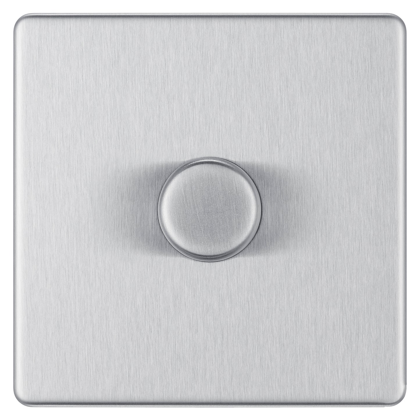 British General | FBS81P | Flatplate Screwless 2 Way 200W Dimmer Switch, Brushed Steel | 25 Years Warranty