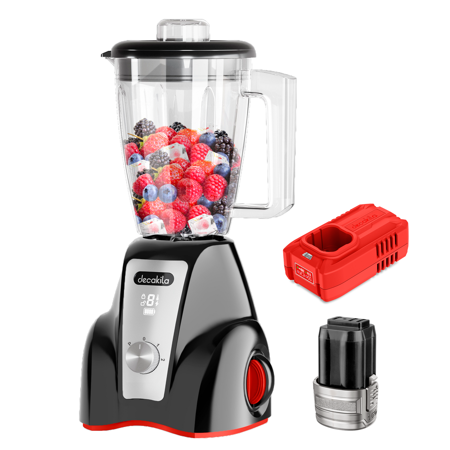 Decakila KEJB051 | 16V SHARE Battery Series Cordless Stand Blender | 300W | 2000mAh | 1.5L | 6 Cups | 2 Speeds | LED Display | 1-Year Warranty