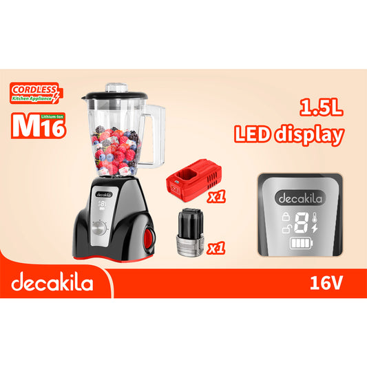 Decakila KEJB051 | 16V SHARE Battery Series Cordless Stand Blender | 300W | 2000mAh | 1.5L | 6 Cups | 2 Speeds | LED Display | 1-Year Warranty