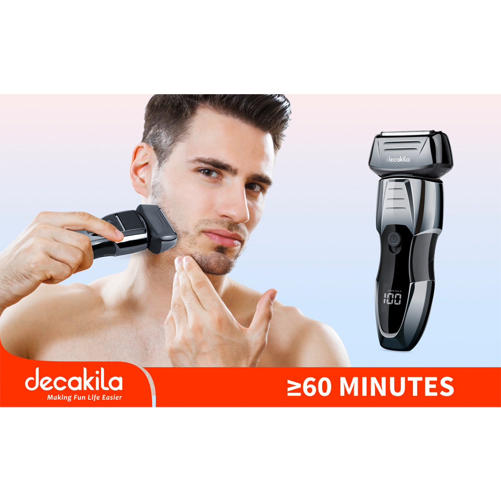 Decakila KMHR007B | Foil Shaver | 3 Cutters | 46mm Width Cutter | Long Moustache Trimmer | 1-Year Warranty