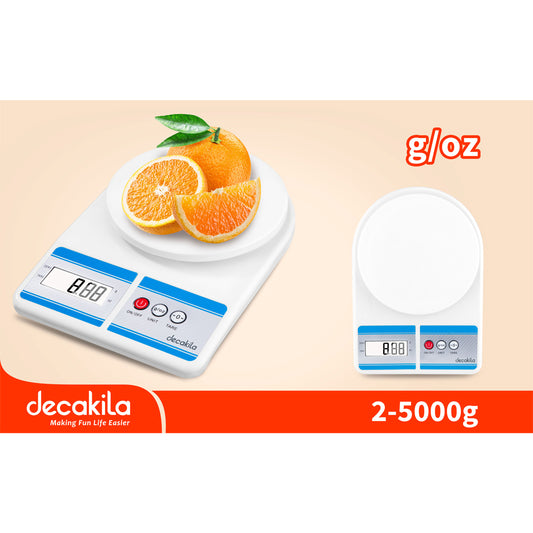 Decakila KMTT091W | Kitchen Scale | 2-5000g | LCD Display | unit: g or oz | 1 Year Warranty