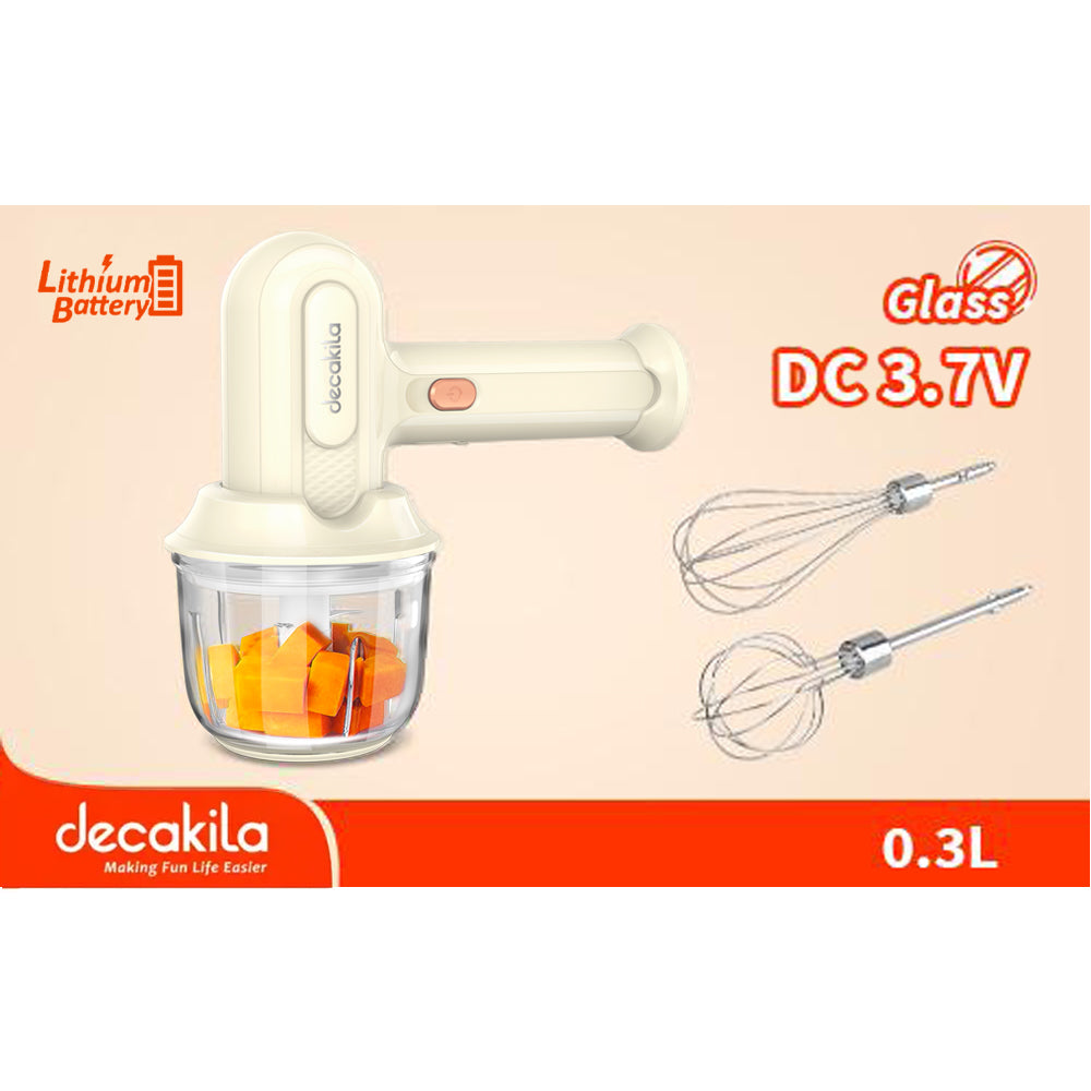 Decakila | KMMX019E | Decadeal| Cordless Hand Mixer with Chopping Bowl, 25W, 3-speeds with speed control | 1 Year Warranty