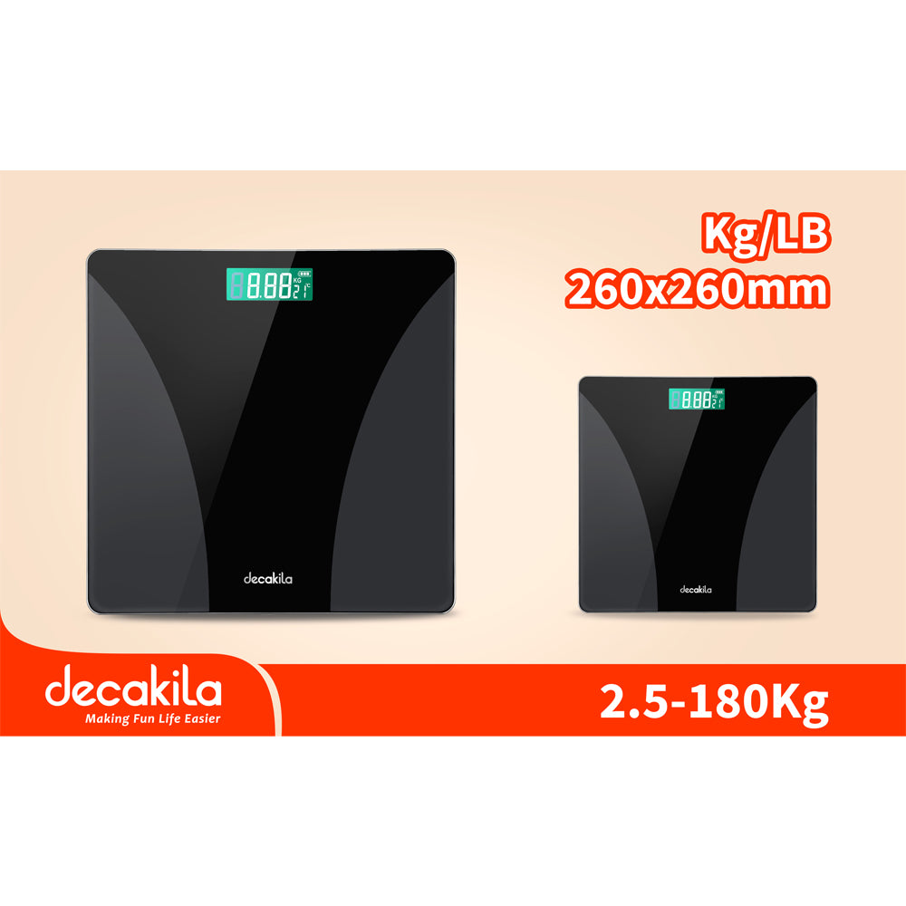 Decakila KMTT038W | Body Scale | 2.5kg - 180kg | Temperature Display | Toughened Glass | 1 Year Warranty