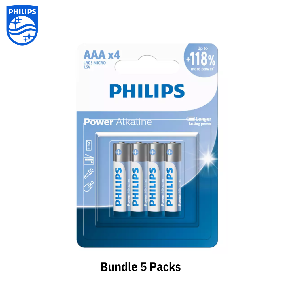 Philips | 4AAA Power Alkaline Battery | LR03P4B/40 | Bundle 5 Packs