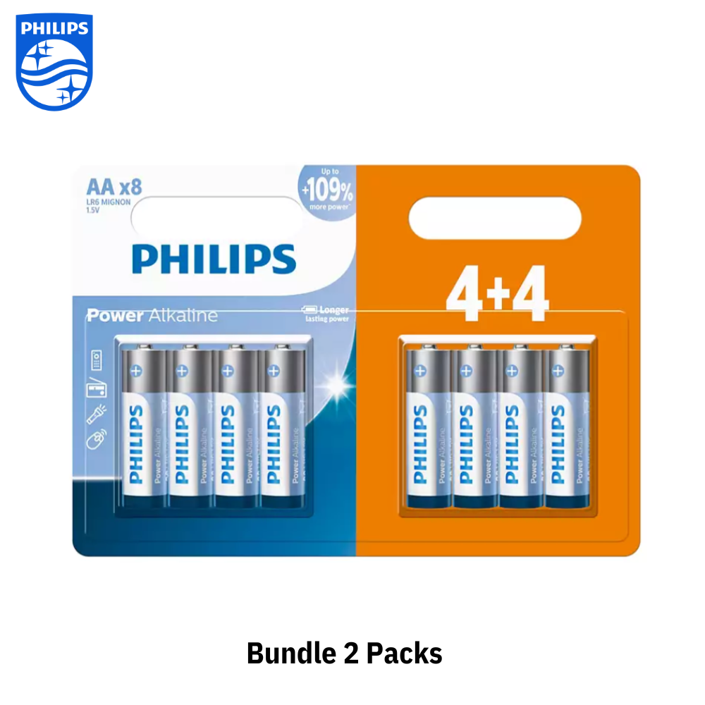 Philips | Power 8AA Alkaline Battery | LR6P8B/40 | Bundle 2 Packs ...