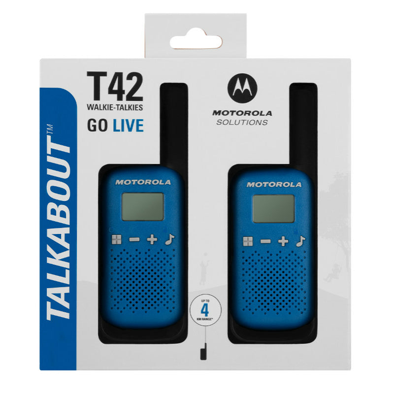 Motorola Solutions | T42 | Talkabout T42 Walkie Talkie -4KM, Blue | 1 Year Warranty