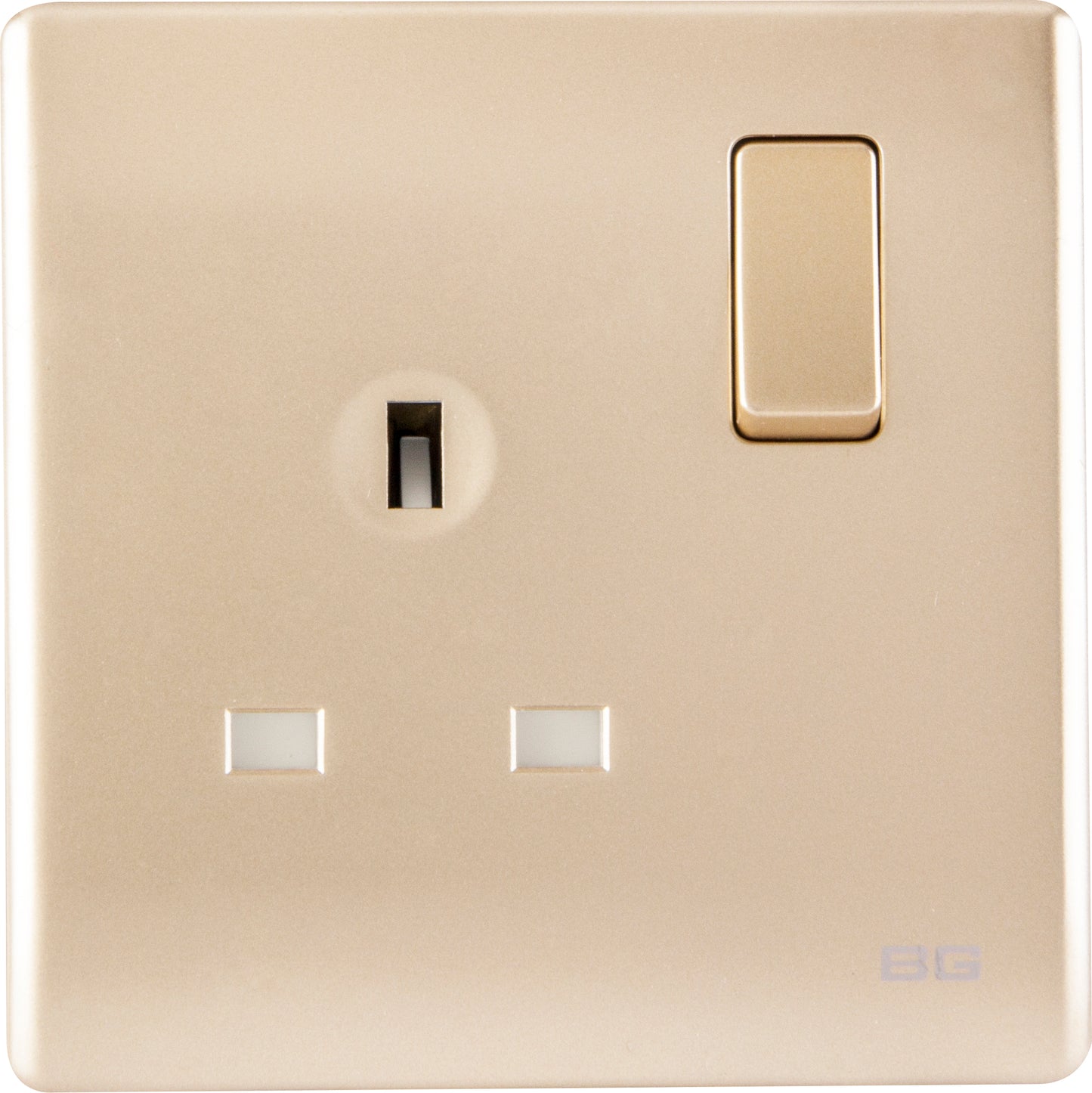 British General | PCCH21 | Neo Slimline Single Gang Switched Socket, Champagne | 25 Years Warranty