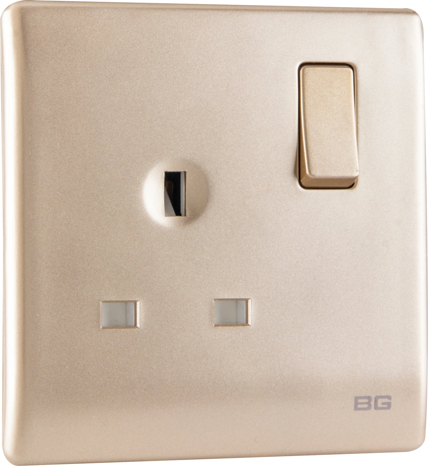 British General | PCCH21 | Neo Slimline Single Gang Switched Socket, Champagne | 25 Years Warranty