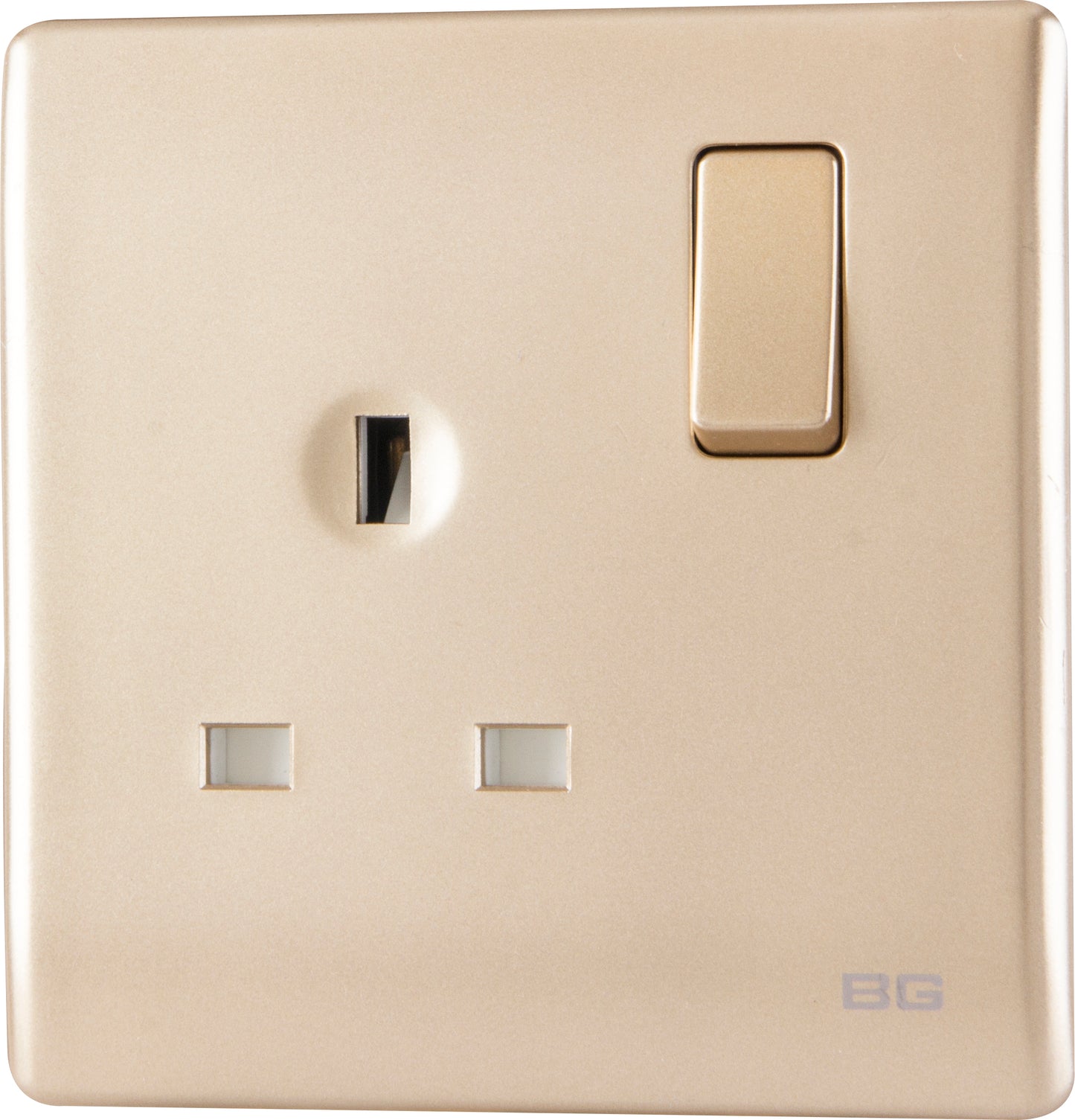 British General | PCCH21 | Neo Slimline Single Gang Switched Socket, Champagne | 25 Years Warranty