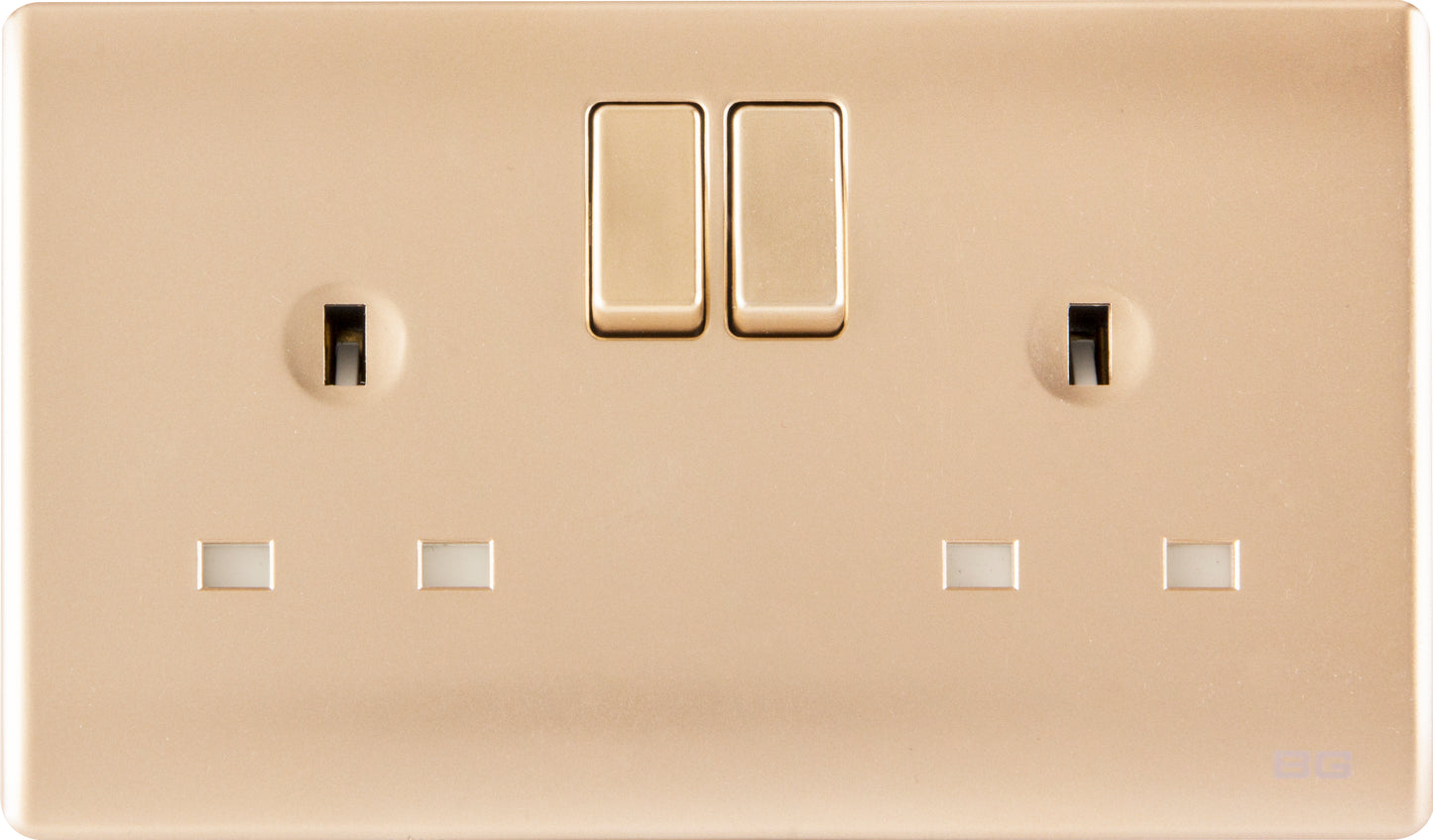 British General | PCCH22 | Neo Slimline Double Gang Switched Socket, Champagne | 25 Years Warranty