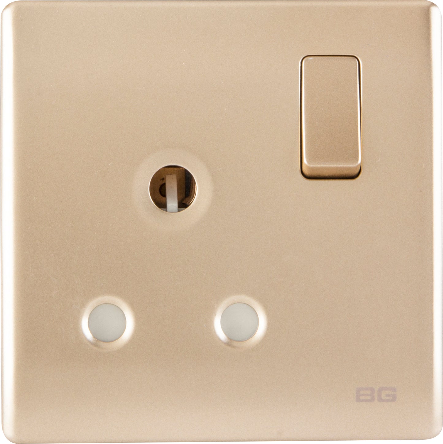 British General | PCCH99 | Neo Slimline 15Amp Single Pole Round Pin Switched Socket, Champagne | 25 Years Warranty