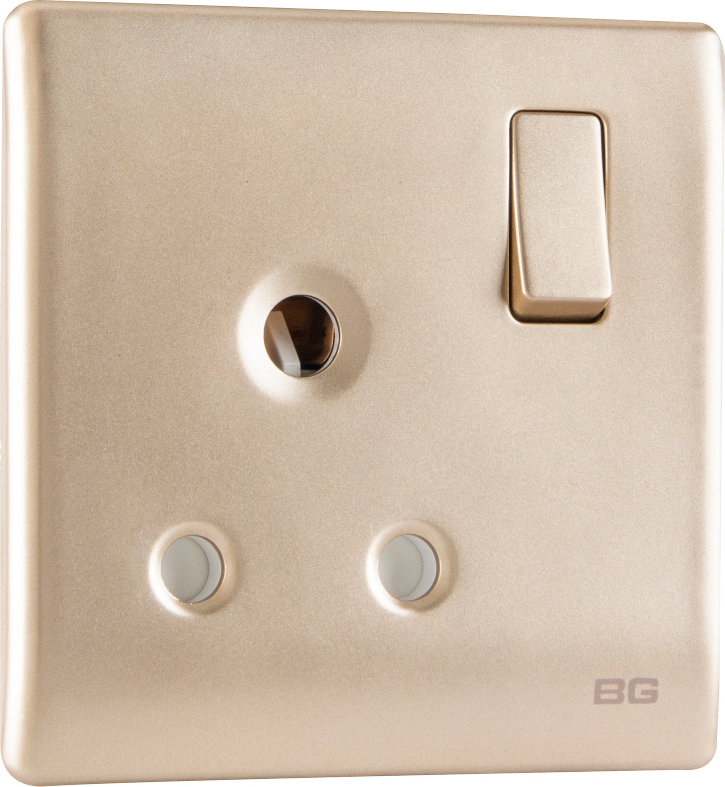 British General | PCCH99 | Neo Slimline 15Amp Single Pole Round Pin Switched Socket, Champagne | 25 Years Warranty