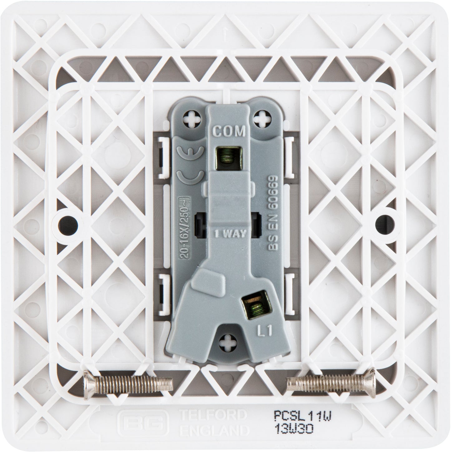 British General | PCSL11W | Neo Slimline 1 Mega Rocker 1-Way Switches, Silver | 25 Years Warranty