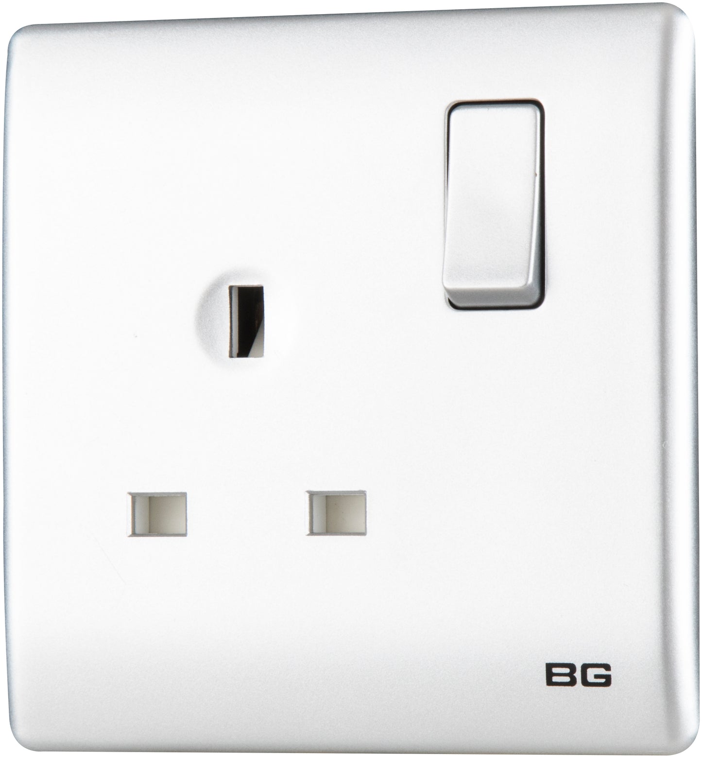 British General | PCSL21 | Neo Slimline Single Gang Switched Socket, Silver | 25 Years Warranty